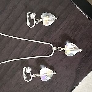 Heart necklace and earrings set